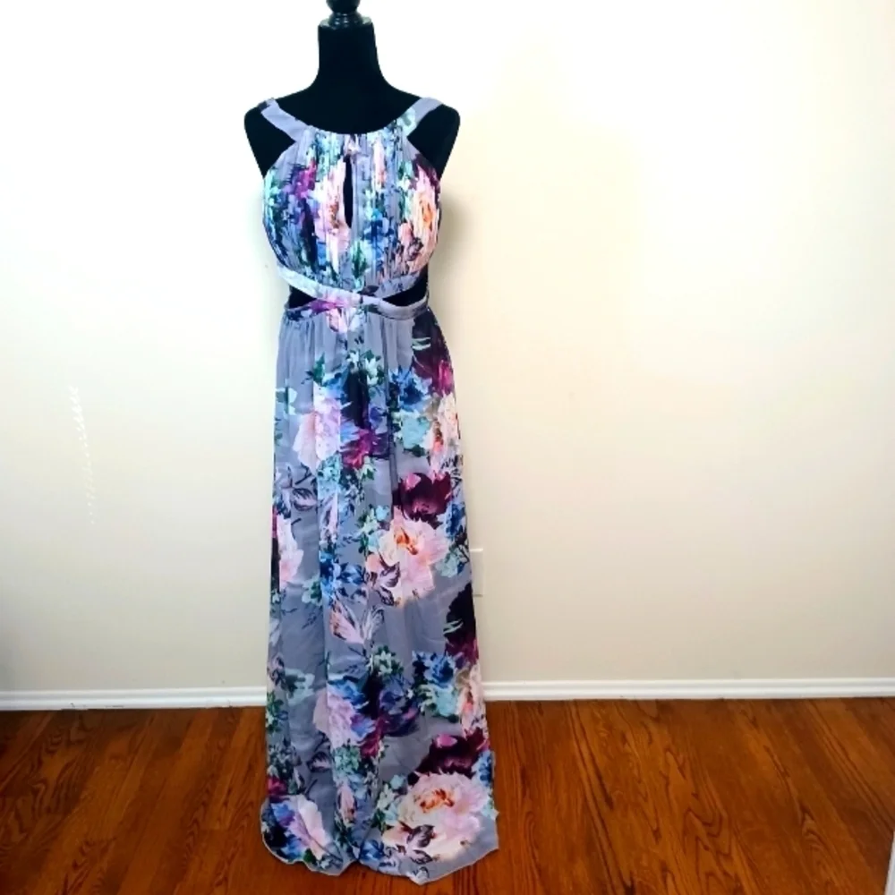 LITTLE Mistress Floral Halter Maxi Dress Sz 12 NWT - Picture 3 of 13